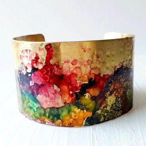 Ink Splatter Brass Cuff Bracelet